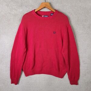 Chaps Sweater Mens XL‎ Red Pullover Crew Neck Thick Heavyweight Cotton Classic